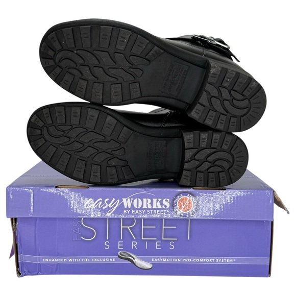 Easy Works by Easy Street Kourt Black Faux Leather Womens Ankle Boots Size 8M - Picture 10 of 13